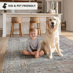 Kuden 2x3 Small Rug, Machine Washable, Non-Slip Backing, Vintage Style, Soft, Low Pile, Area Rugs for Entryway Kitchen Indoor Entrance