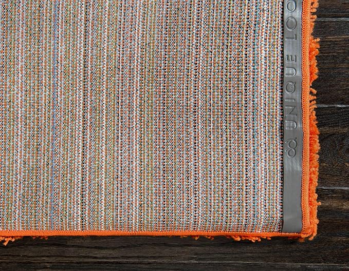 Unique Loom Solid Shag Collection Area Rug (6' 1" x 9' Rectangle, Tiger Orange)