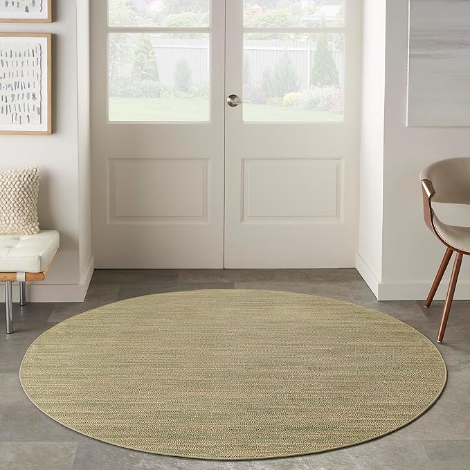 Nourison Home Nourison Essentials Green Gold 6' x Round Area Rug - Easy Clean, Non Shedding, Bed Room, Living Room, Dining Room, Kitchen (6' x Round)