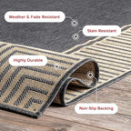 Nuloom Asha Dark Grey/Ivory, 6'7" Round, Casual, Striped Border, Soft and Cozy, High Traffic, Stain Resistant, Easy Clean, Durable Area Rug for Indoor/Outdoor Patio, Deck, Porch, Garden, Courtyard
