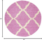 SAFAVIEH Dallas Shag Collection Area Rug - 6' Round, Pink & Ivory, Trellis Design, Non-Shedding & Easy Care, 1.5-inch Thick Ideal for High Traffic Areas in Living Room, Bedroom (SGD257I)