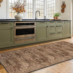 Washable 10ft Long Runners for Hallways, Brown 2'6"x10' Wide Kitchen Runner Rug, Entryway Indoor Rug, Non Slip Rubber Backing Boho Vintage Dark Floor Decor