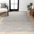 JONATHAN Y Lyla Offset Stripe Gray/Cream Indoor Area Rug, 4x6, Contemporary, Modern, Easy-Cleaning for Living Room, Bedroom, Kitchen, Pet Friendly, Non-Shedding (MOH204A-4)