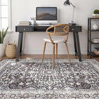 Black Rug Living Room Rugs: 10x12 Washable Boho Large Vintage Moody Soft Distressed Oriental Stain Resistant Non-Slip Indoor Floor Carpet for Bedroom Playroom Office Dining Room Retro Home House