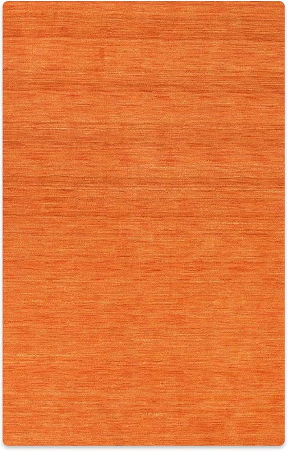 Rugsotic Carpets Hand Knotted Loom Wool ECO-Friendly Area Rugs - 6'x9', Rectangle, Orange Color, Solid Plain Design, High Pile Handmade Anti Skid Area Rugs for Living Room, Bed Room (L00111)