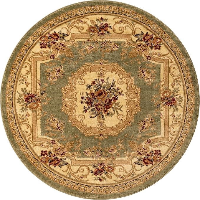 Unique Loom Versailles Collection Area Rug - Henry (5' 3" Round Green/Cream)