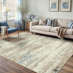 4x6 Area Rug Washable Beige Brown Abstract Office Carpet Modern Neutral Non Slip Soft Low Pile Indoor Entry Contemporary Aesthetic Door Mat Bedroom Throw Rug for Kitchen Laundry Dining Room