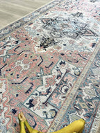 Fame Living Faded Oushak Rug, Turkish Vintage Floral Pastel Large Oversized Area Rugs for Living Room Dining Bedroom Kitchen Bathroom Nursery (848CrNv, 2' x 3')