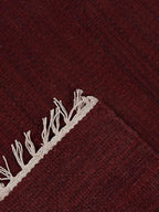 Rugsotic Carpets Hand Woven Flat Weave Kilim Wool ECO-Friendly Area Rugs - 6'x6', Square Shape, Burgundy Color, Solid Plain Design, Low Pile Handmade Area Rugs for Living Room, Bed Room (D00111)