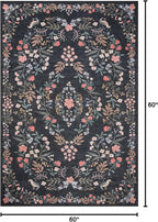 Loloi Rifle Paper Co. Maison Collection MAO-04 Tuileries Black 5'-0" x 5'-0", .19" Pile Height, Round Area Rug