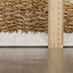 Hauteloom Zane Living Room, Bedroom Area Rug - Farmhouse - Plush Pile - Light Gray, Cream - 6'7" x 9'