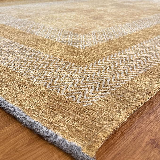 Alfa Rich 3x5 Amber Gold Washable Area Rugs for Living Room Bedroom Kitchen Dining Cotton Runner