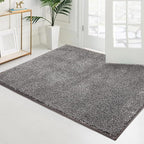 PURRUGS Easy Care Area Rug 4ft x 6ft, Non-Slip Machine Washable Entryway Rug, Dog Door Mat, Stain Resistant Accent Rug for Hallway, Living Room, Bedroom and Mudroom, Light Grey-Dark Grey