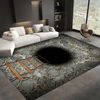 3D Deep Abyss Canyon Indoor Rug, 5x7ft, Stone Built Cave Wooden Ladder Carpet for Entryway, Durable Non-Shedding Pet Friendly Mats, Floor Decor Low Pile Easy Clean Rugs for Family
