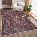 Bloom Rugs Washable Non-Slip 2' x 3' Rug - Burgundy Traditional Bordered Area Rug for Living Room, Bedroom, Dining Room, and Kitchen - Exact Size: 2' x 3'