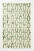 Hand-Tufted Wool Marengo Rug in Green – Modern Geometric Pattern Carpet for Living Room & Bedroom – Durable & Soft– 9 x 9
