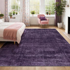 Kokia Abstract Area Rugs 8x10 Bedroom Soft Living Room Rugs Washable Distressed Vintage Comfy Carpet with Non-Slip Backing for Farmhouse Home Office Room Decor, Purple Rug, Oslo Dusty