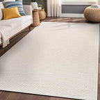 Easy Jute Rugs 5x7 White Color Living Room Indoor Outdoor Area Rug for Patio Farmhouse and Kitchen Rug High Traffic Easy to Clean Washable Solid Boho Woven Design Outside Carpet (5 x 7)