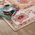 Fame Living Orange Oushak Rug, Modern, Vintage, Turkish, Eclectic, Floral, Pastel, Washable, Oversized, Extra Large Area Rugs for Living Room, Dining, Bedroom, Lounge 9'5"x14'
