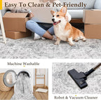 HUGEAR Area Rug 6x9 Vintage Grey Machine Washable Living Room Rugs Thin Neutral Floral Vacuumable Low Pile Carpet Bedroom Office Dining Room Laundry Room Non Slip Soft Lightweight