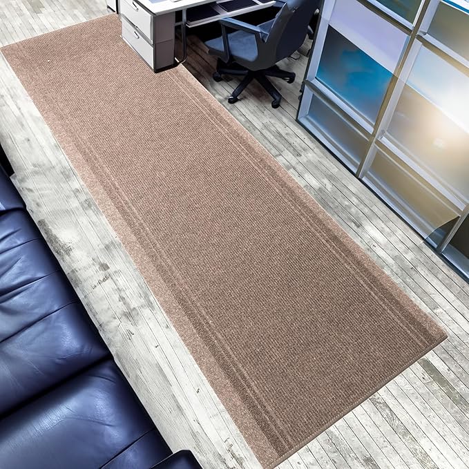 English Home Custom Size Anti Slip Striped Design Light Weight Durable TPR Backing Thin Pile Runner Rug (26" x 9')