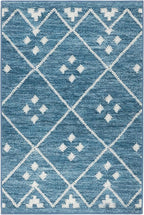 Dash & Albert Kota Indigo Machine Washable Rug, 8.5 X 11.5 Feet, Blue Geometric Pattern