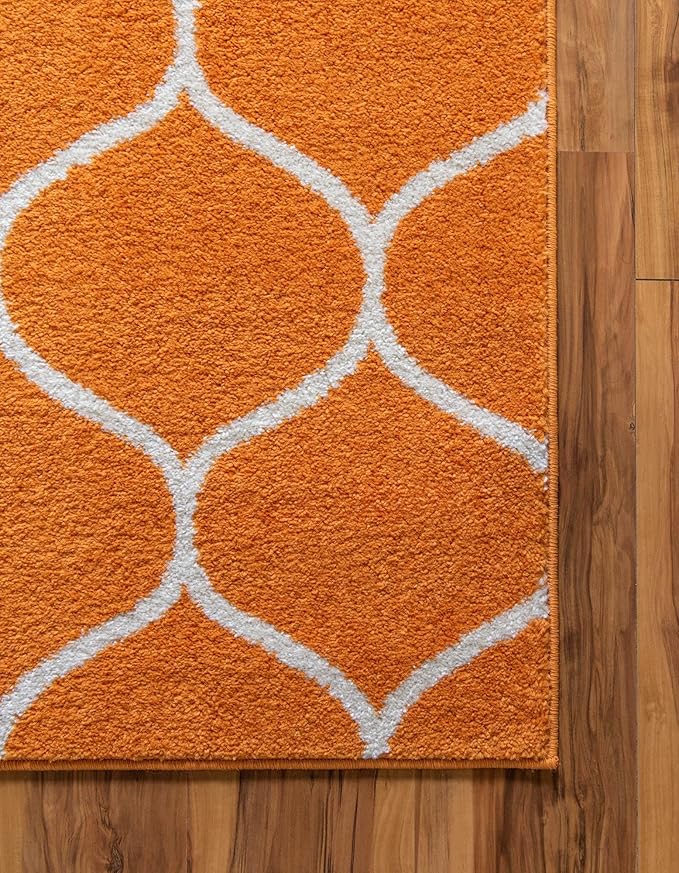 Rugs.com Lattice Frieze Collection Rug – 2' x 6' Runner Orange Medium Rug Perfect for Living Rooms, Large Dining Rooms, Open Floorplans