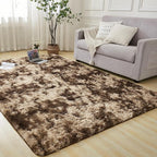 Andency Soft Area Rugs for Living Room Bedroom, 5x8 Fluffy Shaggy Bedside Rug, Non-Slip Large Shag Fuzzy Plush Carpets for Bedroom Kids Dorm Nursery Home Decor Aesthetic, Tie-Dyed Brown