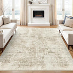 6x9 Abstract Area Rugs for Living Room 6 x 9 Washable Non Slip Low Pile Gray Rugs for Bedroom Dining Room Foldable Thin Beige Gray