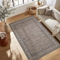 Kuden 5x7 Area Rug, Machine Washable Area Rug with Non-Slip Backing, Vintage Style, Soft, Easy Clean, Low Pile Rug for Living Room, Bedroom, Dining Room