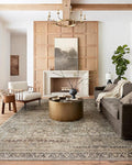 Loloi Layla Collection LAY-03 Olive/Charcoal 3'-6" x 5'-6" .13" Thick Accent Rug, Soft, Durable, Vintage Inspired, Distressed, Low Pile, Non-Shedding, Easy Clean, Printed, Living Room Rug