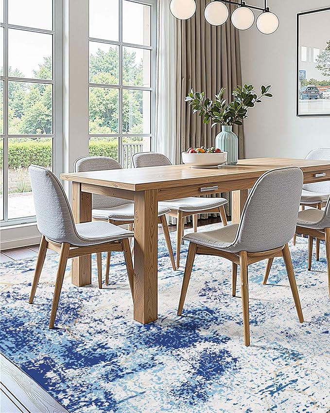 VEVOR 5 x 7 ft Area Rug Large Washable Rug Non-Slip and Tear-Resistant Soft Carpet Pet & Child Friendly Modern Area Rugs Indoor Mat for Bedroom Office Living Room Kids Room Entryway Blue