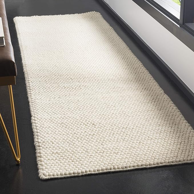 SAFAVIEH Natura Collection Runner Rug - 2'3" x 18', Ivory, Handmade Wool Blend, Textured Design, Ideal for Hallway, Bedroom, Foyer (NAT620A)