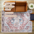 Washable Area Rug, Modern Farmhouse, Vintage, Turkish, Bohemian, Distressed, Oriental, Traditional, Rugs for Living Room, Dining, Bedroom, Office, Entryway, Foyer, (858rm, 2' x 3')