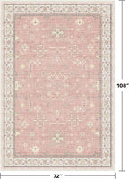 Pink Washable 6x9 Rug for Bedroom - Nursery Floral Girls Room Rug Machine Washable Non Slip Kids Playroom Mat, Cute Girly Thin Low Pile Stain Resistant Living Room Decor
