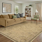 HUGEAR 6x9 Machine Washable Area Rugs Vintage Brown - Neutral Living Room Bedroom Rug Non Slip Stain Resistant Low Pile Aesthetic Throw Carpet Kids & Pet Friendly