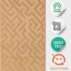 7ft Custom Cut Runner Rug for Narrow Hallways Kitchens - Gold Tan | Non-Slip | Washable & Edge Bound