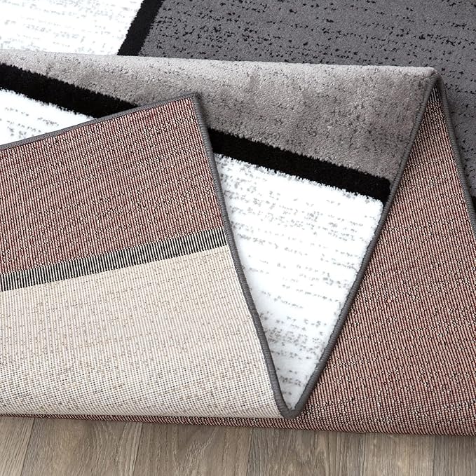Rugshop Modern Geometric Boxes Red Area Rug, Non-Shedding Carpet for Living Room, Large Bedroom, or Open Spaces, 9' x 12'