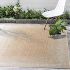 FH Home Outdoor Rug - Waterproof Easy to Clean Stain Resistant - Patio Indoor Outdoor Porch Deck Balcony Entryway - Ombre Modern - Dhruva - Beige - 5ft 2in x 7ft 6in