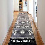 YHSF South West Native American Area Rug C318 - Easy Clean, Thick, Soft, Durable Native Tribal American Indian Inspired Rug for Bedroom/Living Room and more - Grey, 2 Feet 4 Inches x 10 Feet 11 Inches