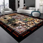 Rustic Cabin Area Rug 5x7ft, Animal & Moroccan Plaid Pattern Vintage Boho Carpet, Stain-Resistant Pet-Friendly & Non-Slip Low Pile for Living Room, Bedroom, Dining Room