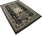 Unique Loom Taftan Collection Border Geometric Tribal Inspired Design Area Rug (4' 0 x 6' 0 Rectangular, Black/ Gray)