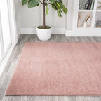 Eyely UES100P-4 Supersoft Haze Solid Low-Pile Indoor Area Rug Casual;Contemporary;Solid;Traditional, Bedroom, Kitchen, Living Room, Easy-Cleaning, Non-Shedding, 4 X 6, Pink