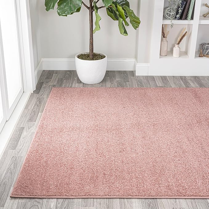 Eyely UES100P-4 Supersoft Haze Solid Low-Pile Indoor Area Rug Casual;Contemporary;Solid;Traditional, Bedroom, Kitchen, Living Room, Easy-Cleaning, Non-Shedding, 4 X 6, Pink
