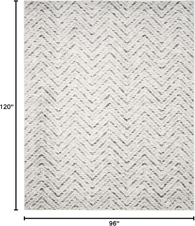 SAFAVIEH Area Rug 8x10 - Adirondack Collection - Large - Ivory & Charcoal, Chevron Pattern, Non-Shedding & Easy Cleaning, Ideal for Living Room, Bedroom, Office, Dining Space (ADR104N)