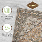 Washable Area Rug 6x9 | Non Slip Area Rug for Living Room, Bedrooms, Dining Room | Ultra-Soft Flannel Carpet Area with Rubber Backing (Light Sage Brown, 6x9)