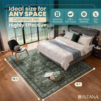Istana 8x10 Area Rug - Dark Green 8x10 Rugs for Living Room - Foldable Rugs for Bedroom - Stain Resistant Washable Rug - Eco-Friendly Area Rugs - Easy to Clean Living Room Rug