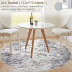 5ft Round Area Rug Living Room Rugs - 5x5 Washable Neutral Modern Abstract Soft Thin Rug Indoor Floor No Slip Rug Carpet for Bedroom Under Dining Table Home Office Decor - Grey