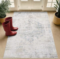 Washable Light Blue Rugs for Entryway Indoor - 3x5 Throw Rug for Large Kitchen, Bedroom Bedside, Bathroom, Mudroom, Mordern Abstract Medallion Aqua Décor, Non Slip Low Pile Fade Resistant