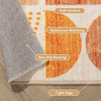 MUJOO Boho Small Rug Washable,2x3 Area Rugs for Entryway Bathroom Entry Entrance Bedroom Kitchen,Front Door Mat Soft Throw Carpet Non Slip Indoor Modern Abstract Bohemian Orange